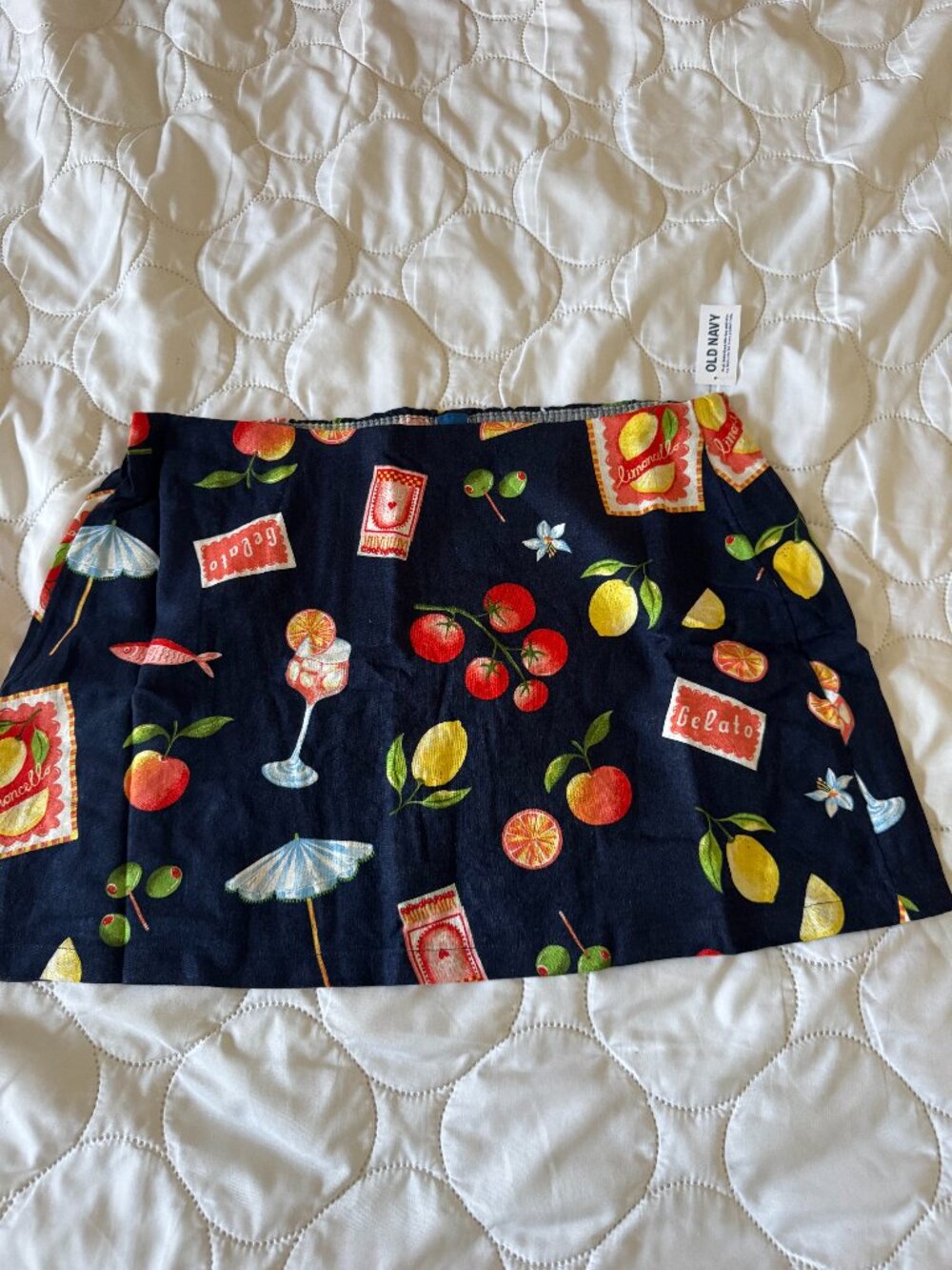 Old Navy Navy Italian Summer Fruit Print Mini Skirt Size M